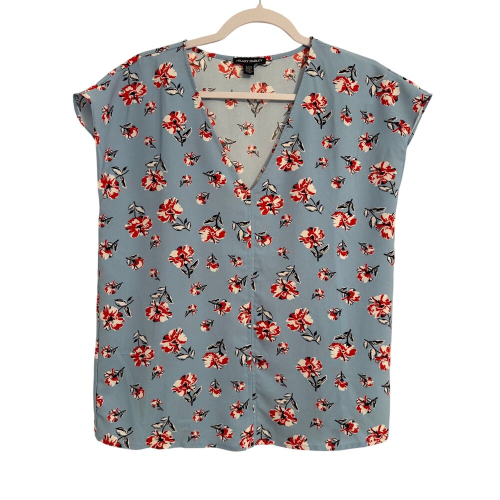 Hilary Radley Women's S Boho Chic Floral Oversized‎ Dolman Boxy V Neck Blouse